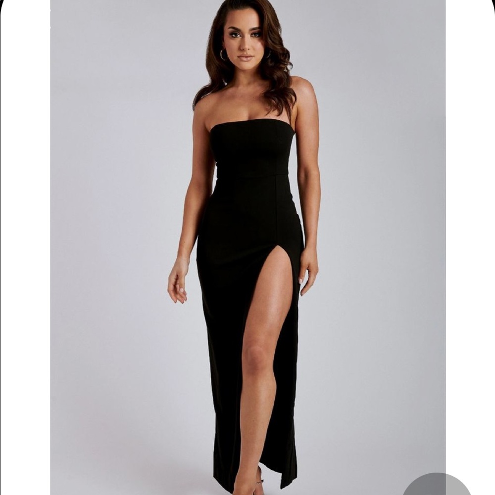 Rachel - maxi split front dress - Black